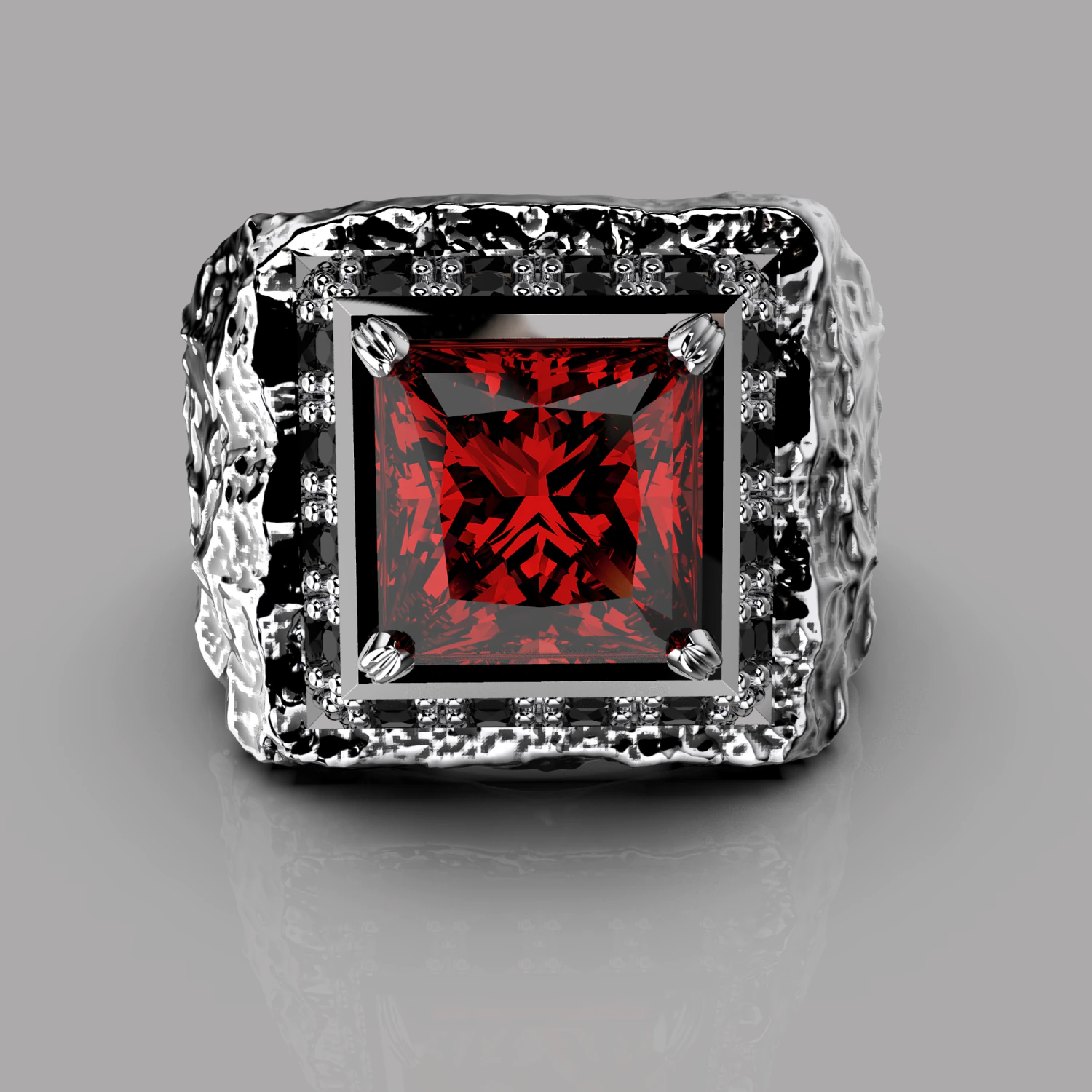 Printable signet ring with onyx 73x73 STL 3D Print Model .c4d .max .obj .3ds .fbx .stl .blend 
