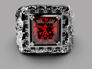 Printable signet ring with onyx 73x73 STL Model do druku 3D