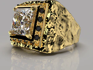 Printable signet ring with onyx 73x73 STL 3D Print Model