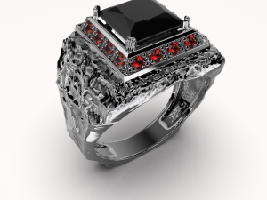 Printable signet ring with onyx 73x73 STL 3D Принт Модель