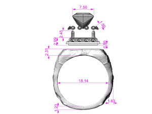Printable signet ring with onyx 73x73 STL 3D Принт Модель
