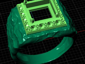 Printable signet ring with onyx 73x73 STL 3D Print Model