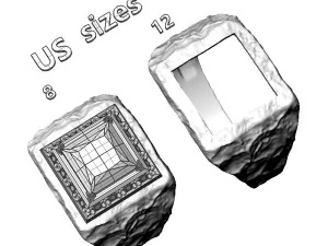 Printable signet ring with onyx 73x73 STL 3D Print Model