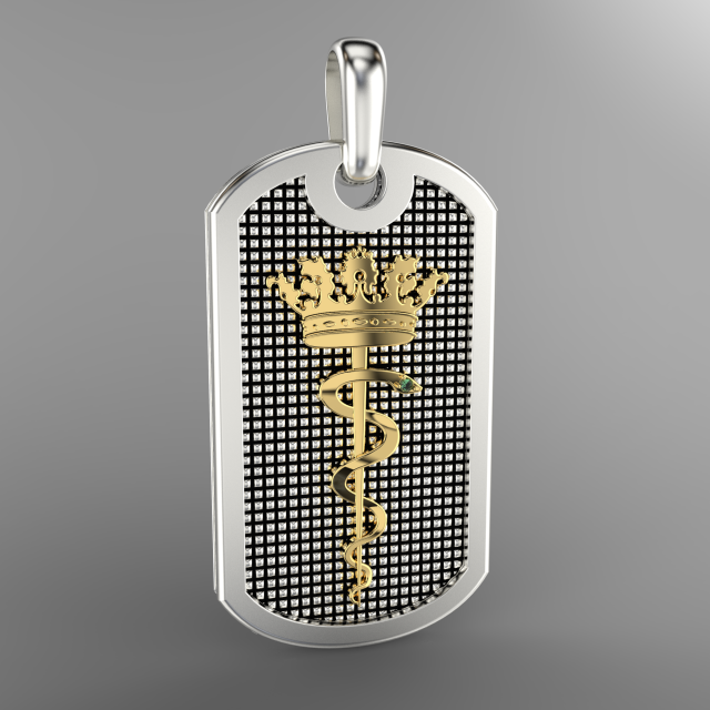 Jewelry PENDANT TOKEN snake and crown Printable STL 3D-printmodel .c4d .max .obj .3ds .fbx .stl .blend 