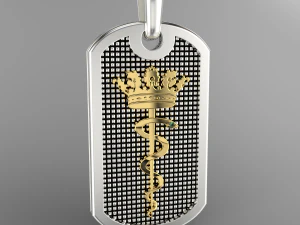 Takı KOLYE JETONU yılan ve ta&ccedil; Yazdırılabilir STL 3D Baskı Modeli