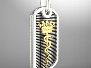 Jewelry PENDANT TOKEN snake and crown Printable STL 3D Print Model
