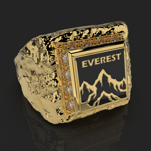 Printable signet ring everest with enamel STL 3D Принт Модель .c4d .max .obj .3ds .fbx .stl .blend 