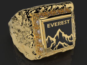 Printable signet ring everest with enamel STL Model do druku 3D