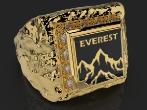 Printable signet ring everest with enamel STL 3D Print Model