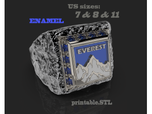 Printable signet ring everest with enamel STL 3D Принт Модель