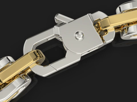 Jewelry link chain or bracelet with spring hook STL ready for Print 3D Print Model