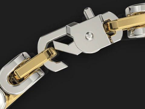 Jewelry link chain or bracelet with spring hook STL ready for Print 3D Print Model