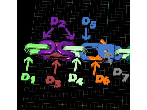 Jewelry link chain or bracelet with spring hook STL ready for Print Modelo de impresión 3D