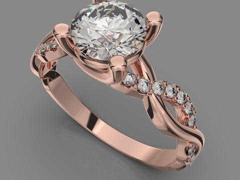 Engagement SOL ring 1ct - file for 3D printer 3D प्रिंट मॉडल