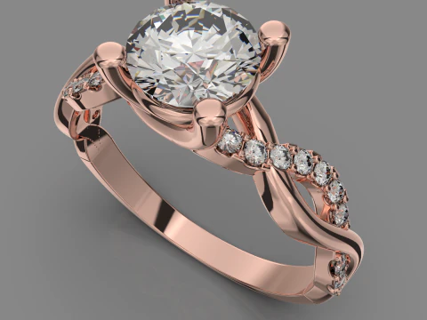 Engagement SOL ring 1ct - file for 3D printer 3D Print Model