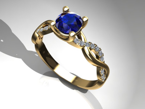Engagement SOL ring 1ct - file for 3D printer 3D प्रिंट मॉडल