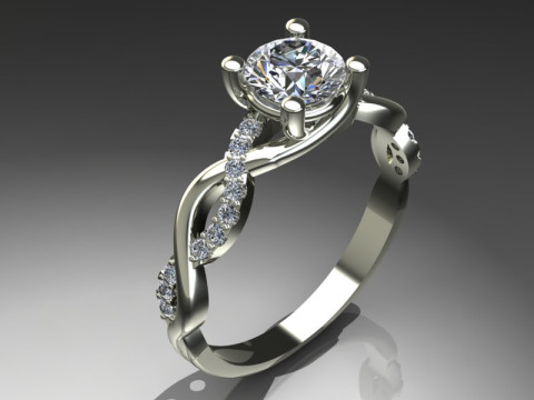 Engagement SOL ring 1ct - file for 3D printer 3D प्रिंट मॉडल