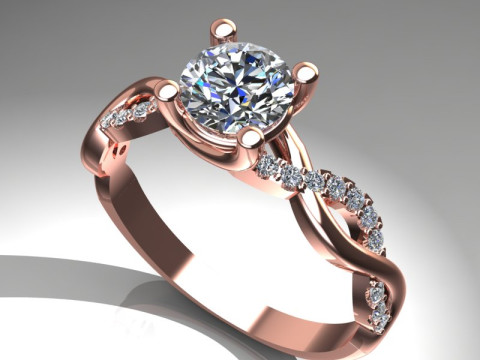 Engagement SOL ring 1ct - file for 3D printer 3D प्रिंट मॉडल