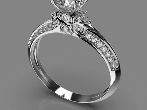 エンゲージメントSOLリング06ct 印刷用3Dファイル 3Dプリントモデル