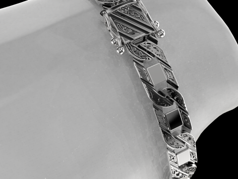 Jewelry CLASP box and tracery link bracelet STL ready for Print 3D 프린트 모델