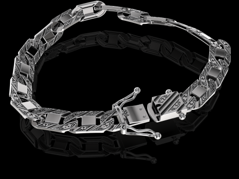 Jewelry CLASP box and tracery link bracelet STL ready for Print 3D 프린트 모델