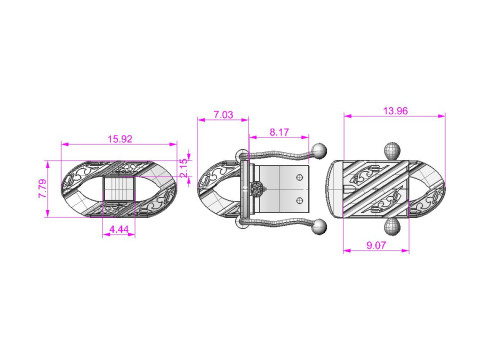 Jewelry CLASP box and tracery link bracelet STL ready for Print 3D 프린트 모델
