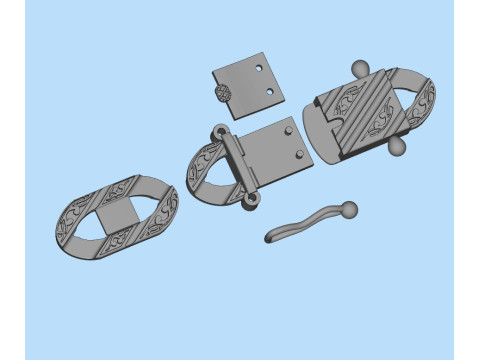 Jewelry CLASP box and tracery link bracelet STL ready for Print 3D 프린트 모델