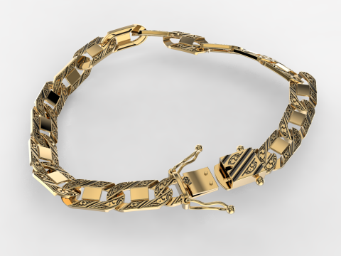 Jewelry CLASP box and tracery link bracelet STL ready for Print 3D 프린트 모델