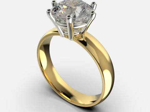 エンゲージメント SOL リング 2ct 印刷用 3D ファイル 3Dプリントモデル