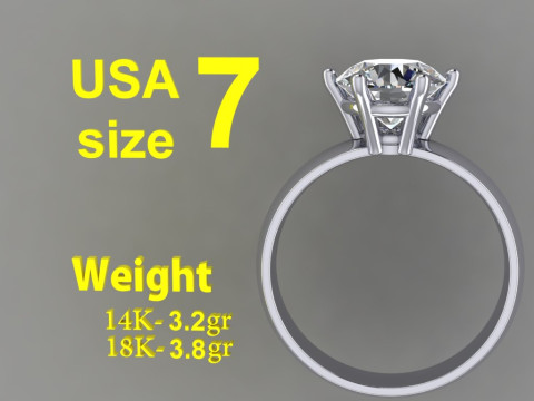 Engagement SOL ring 2ct 3D file for printing 3D 打印模型
