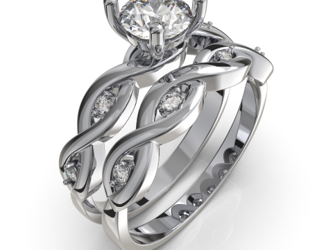 Jewelry printable engagement and wedding ring 3D Baskı Modeli