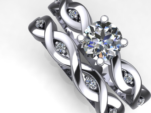 Jewelry printable engagement and wedding ring 3D प्रिंट मॉडल