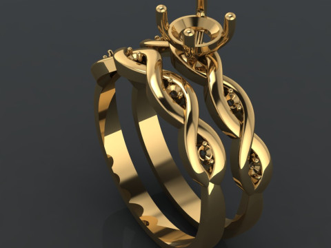 Jewelry printable engagement and wedding ring 3D प्रिंट मॉडल