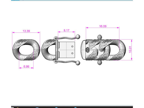 Jewelry CLASP box and tracery link chain or bracelet printable STL Modèles 3D en vedette