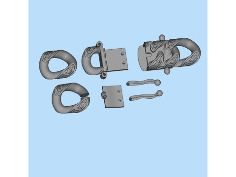 Jewelry CLASP box and tracery link chain or bracelet printable STL Modèles 3D en vedette