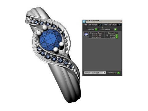 Jewelry Printable engagement ring stone 4mm 024ct STL 3D Print Model