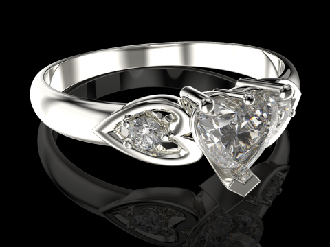 Jewelry engagement ring with heart 55mm ready to print 3D Print Model
