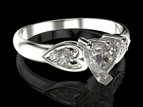 Anel de noivado com cora&ccedil;&atilde;o 55mm pronto para imprimir Modelo de Impressão 3D