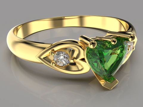 Jewelry engagement ring with heart 55mm ready to print 3D Print Model
