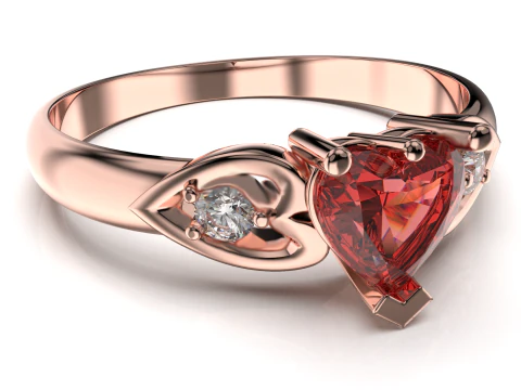 Jewelry engagement ring with heart 55mm ready to print 3D Print Model