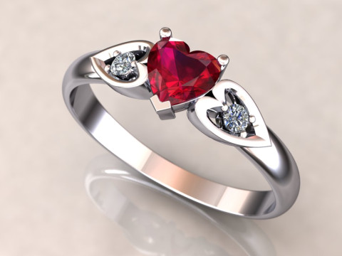 Jewelry engagement ring with heart 55mm ready to print 3D 打印模型