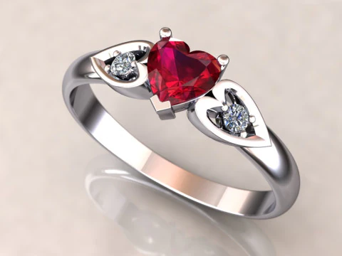 Jewelry engagement ring with heart 55mm ready to print 3D Print Model