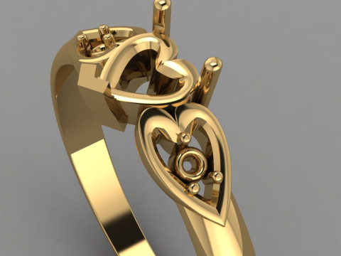 Jewelry engagement ring with heart 55mm ready to print 3D 打印模型