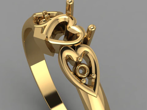 Jewelry engagement ring with heart 55mm ready to print 3D Print Model