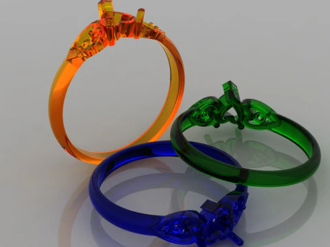 Jewelry engagement ring with heart 55mm ready to print 3D Print Model