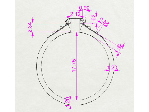Jewelry engagement ring with heart 55mm ready to print 3D 打印模型