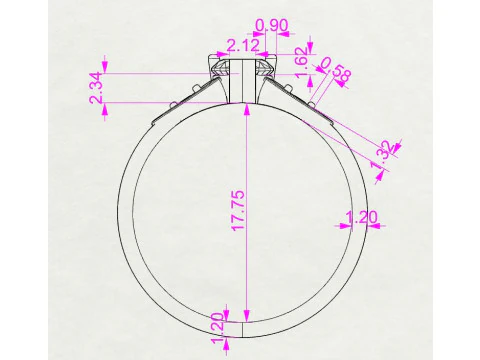 Jewelry engagement ring with heart 55mm ready to print 3D Print Model