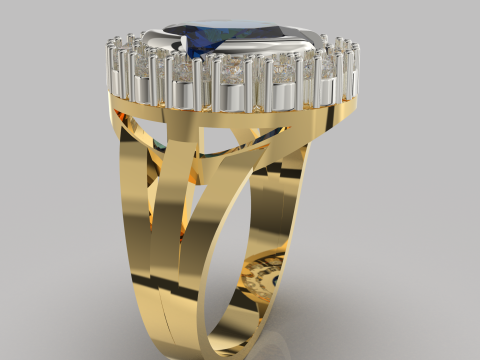 Printable STL jewelry engagement ring gem stone oval 126x10mm 3D-printmodel