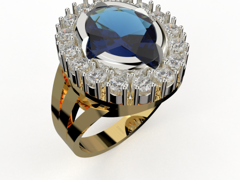 Printable STL jewelry engagement ring gem stone oval 126x10mm 3D-printmodel