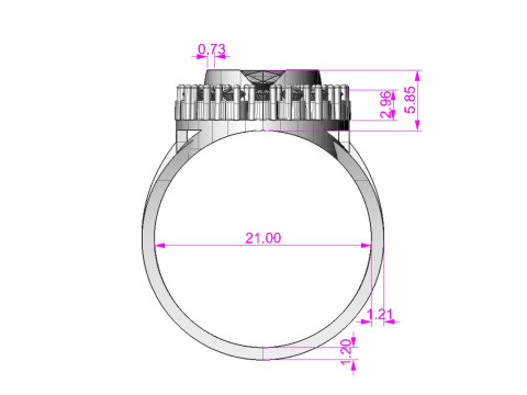 Printable STL jewelry engagement ring gem stone oval 126x10mm 3D-printmodel